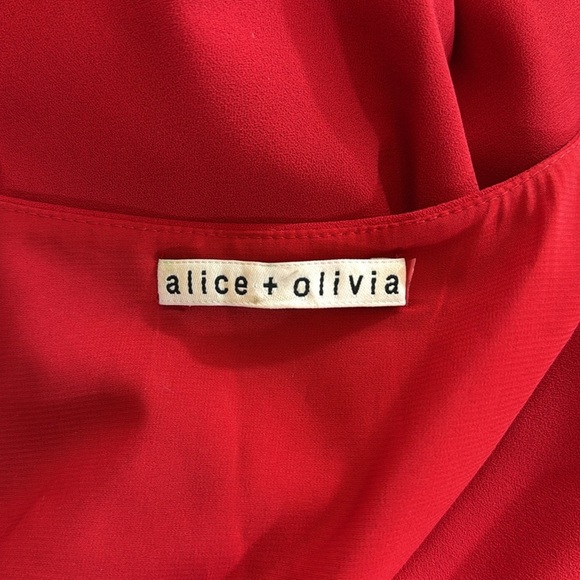 Alice + Olivia Tameika Vibrant Red Trumpet Sleeve Dress Size 8 - Picture 6 of 9